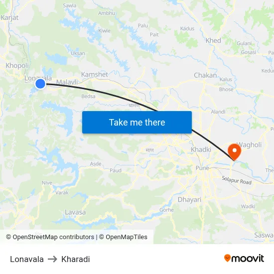 Lonavala to Kharadi map