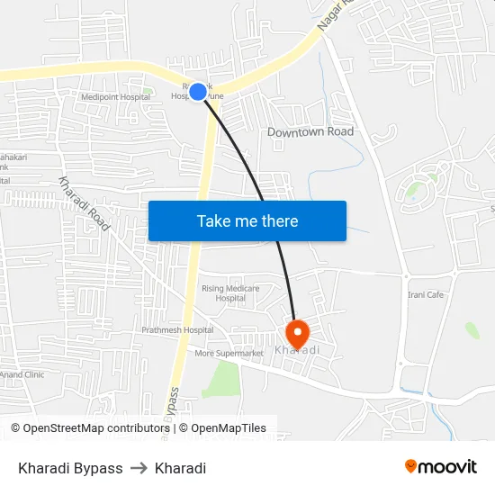 Kharadi Bypass to Kharadi map