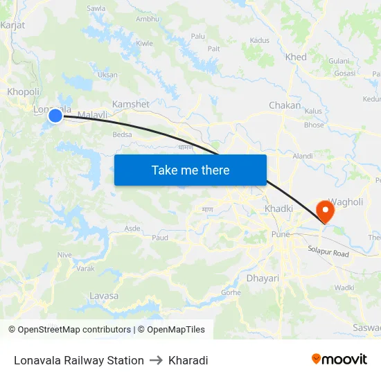 Lonavala Railway Station to Kharadi map