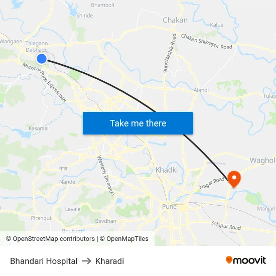 Bhandari Hospital to Kharadi map