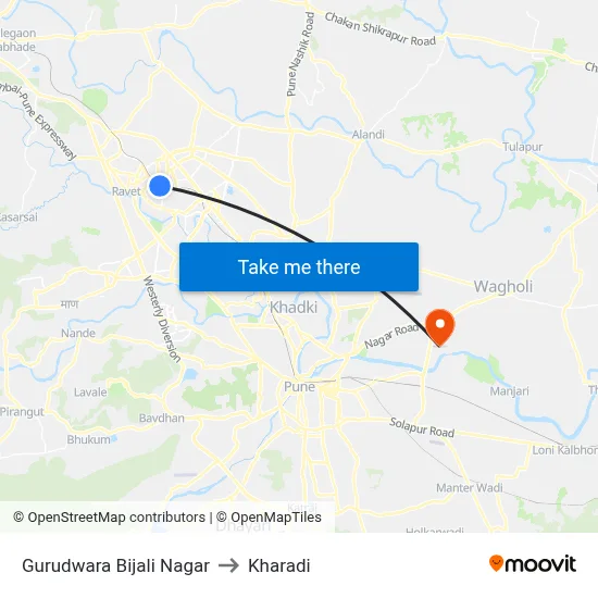 Gurudwara Bijali Nagar to Kharadi map