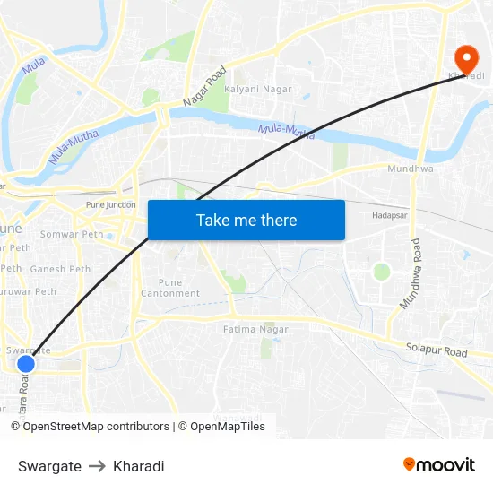 Swargate to Kharadi map
