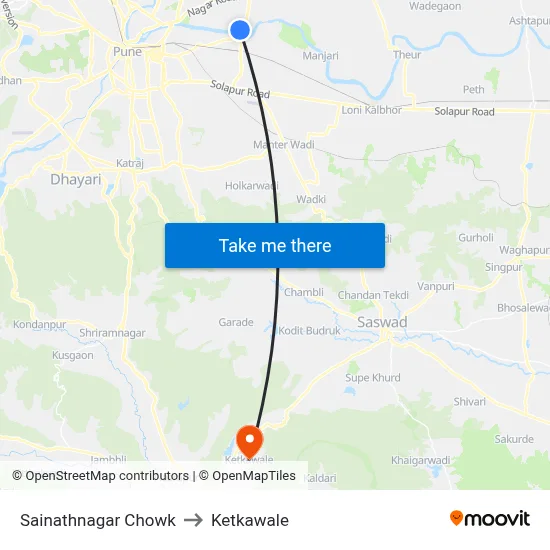 Sainathnagar Chowk to Ketkawale map