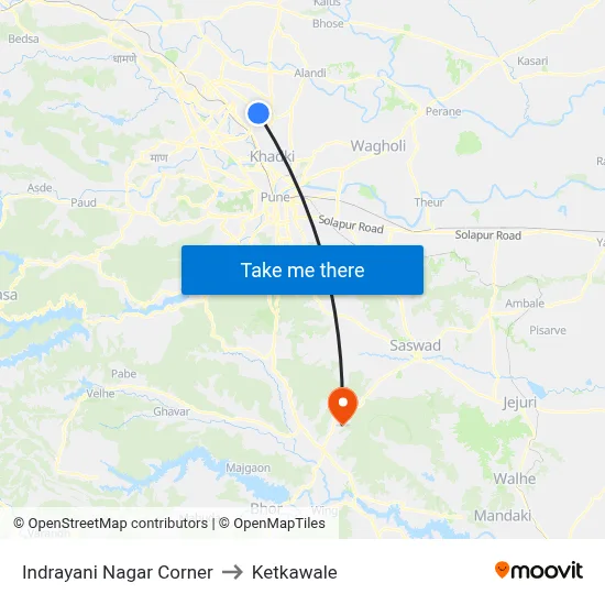 Indrayani Nagar Corner to Ketkawale map