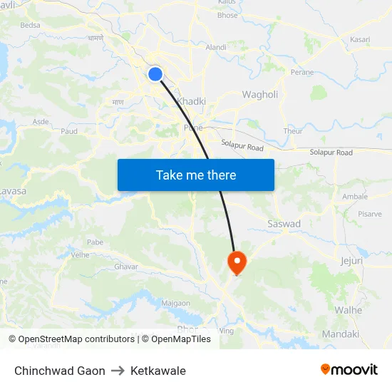 Chinchwad Gaon to Ketkawale map