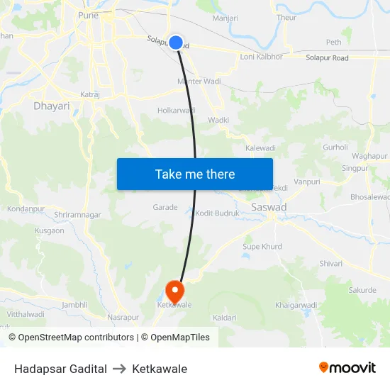 Hadapsar Gadital to Ketkawale map