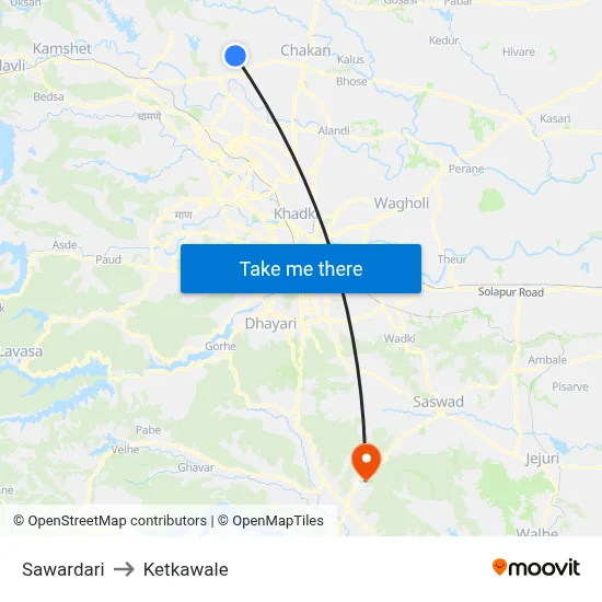 Sawardari to Ketkawale map