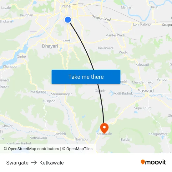Swargate to Ketkawale map