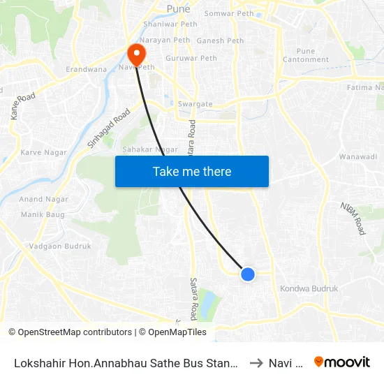 Lokshahir Hon.Annabhau Sathe Bus Stand Upper Depot to Navi Peth map