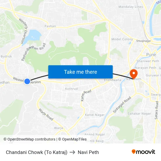 Chandani Chowk (To Katraj) to Navi Peth map