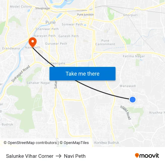 Salunke Vihar Corner to Navi Peth map