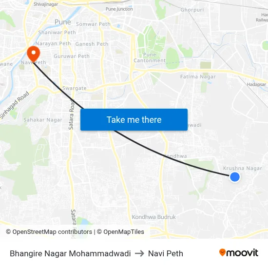 Bhangire Nagar Mohammadwadi to Navi Peth map