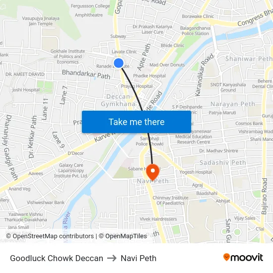 Goodluck Chowk Deccan to Navi Peth map