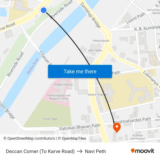 Deccan Corner (To Karve Road) to Navi Peth map