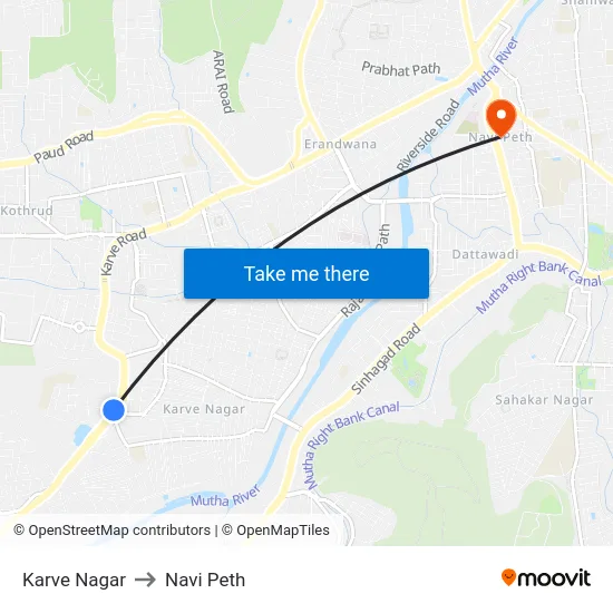 Karve Nagar to Navi Peth map