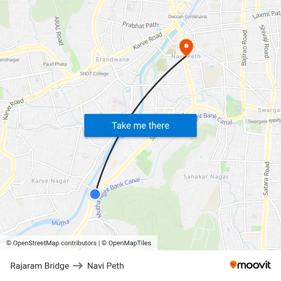 Rajaram Bridge to Navi Peth map