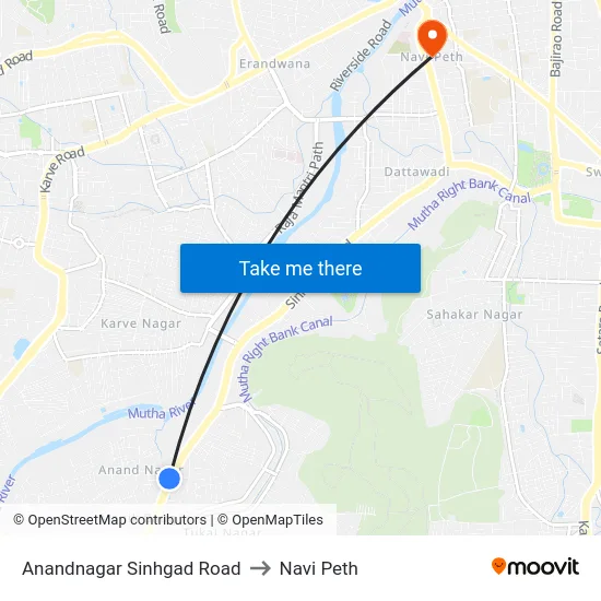 Anandnagar Sinhgad Road to Navi Peth map