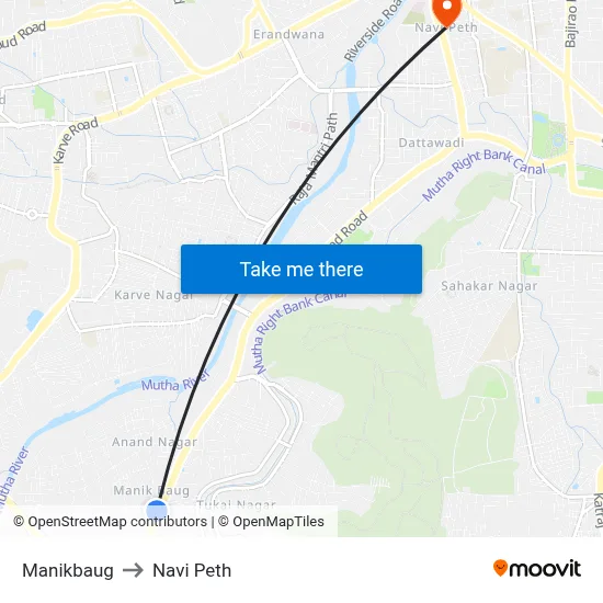 Manikbaug to Navi Peth map