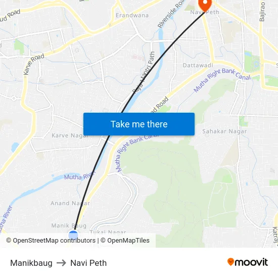 Manikbaug to Navi Peth map