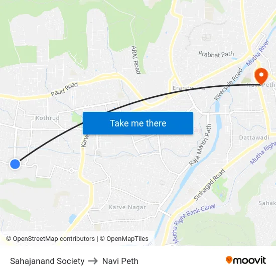 Sahajanand Society to Navi Peth map