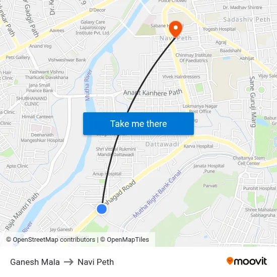 Ganesh Mala to Navi Peth map