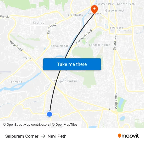 Saipuram Corner to Navi Peth map