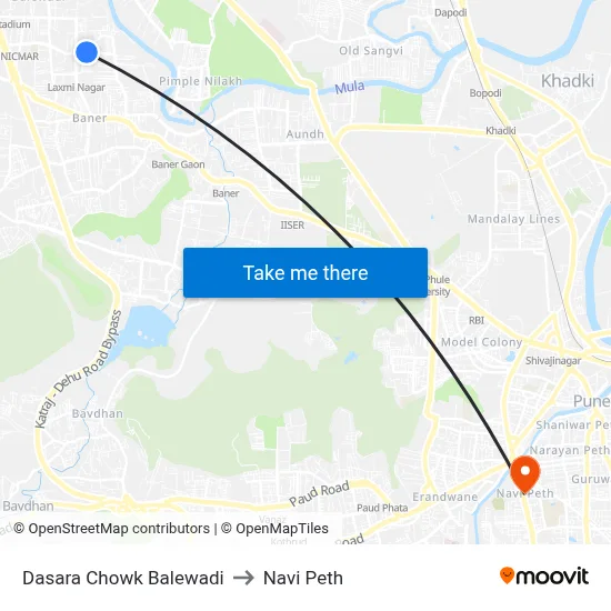 Dasara Chowk Balewadi to Navi Peth map