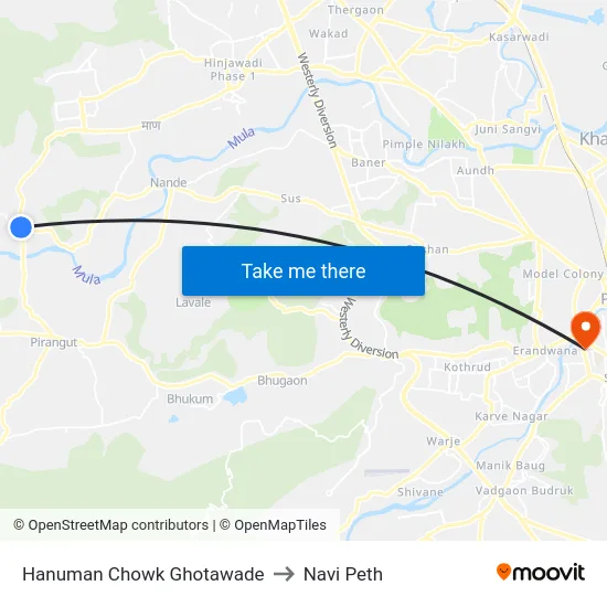 Hanuman Chowk Ghotawade to Navi Peth map