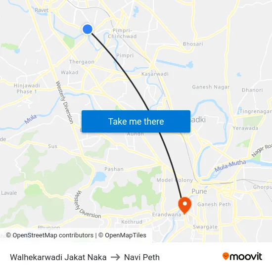Walhekarwadi Jakat Naka to Navi Peth map