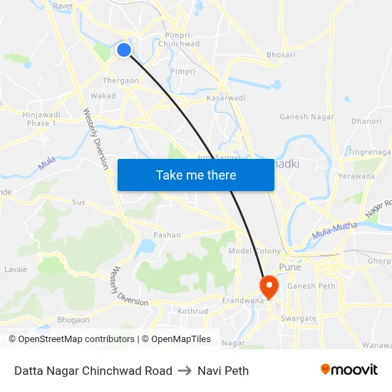 Datta Nagar Chinchwad Road to Navi Peth map
