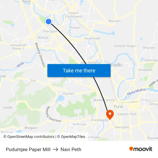 Pudumjee Paper Mill to Navi Peth map