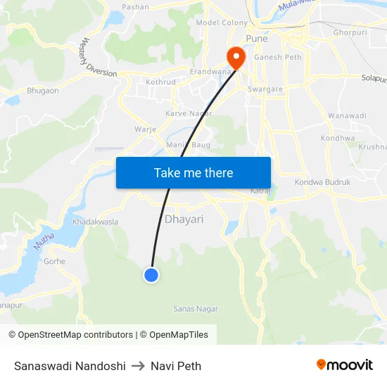 Sanaswadi Nandoshi to Navi Peth map