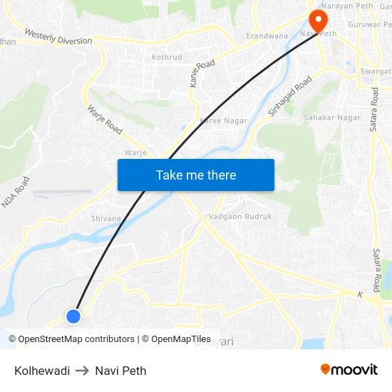 Kolhewadi to Navi Peth map