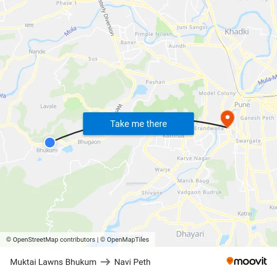 Muktai Lawns Bhukum to Navi Peth map