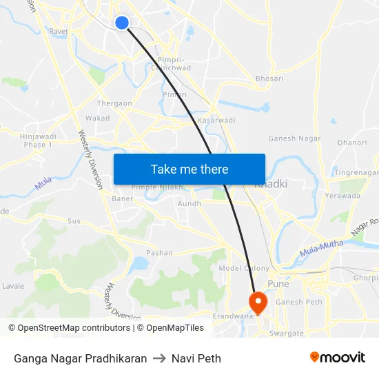 Ganga Nagar Pradhikaran to Navi Peth map