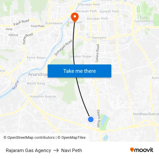 Rajaram Gas Agency to Navi Peth map