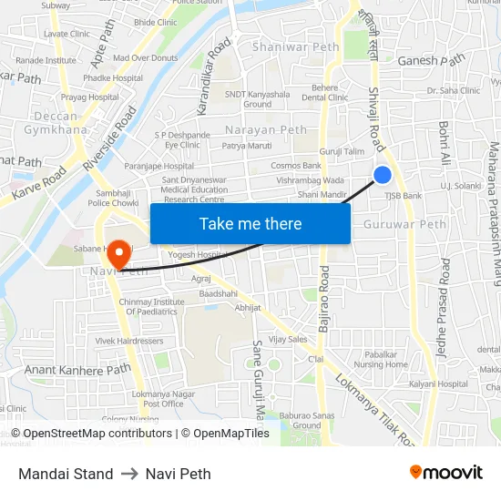 Mandai Stand to Navi Peth map