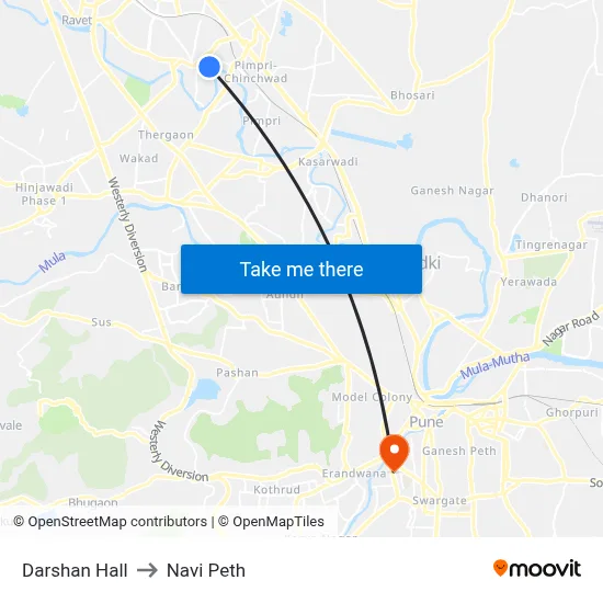 Darshan Hall to Navi Peth map