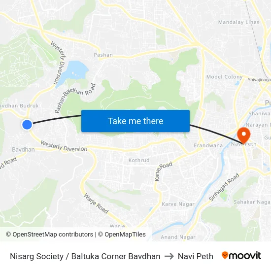 Nisarg Society / Baltuka Corner Bavdhan to Navi Peth map