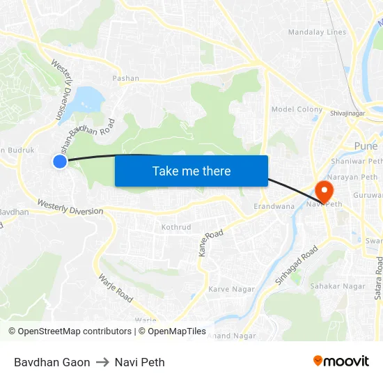 Bavdhan Gaon to Navi Peth map