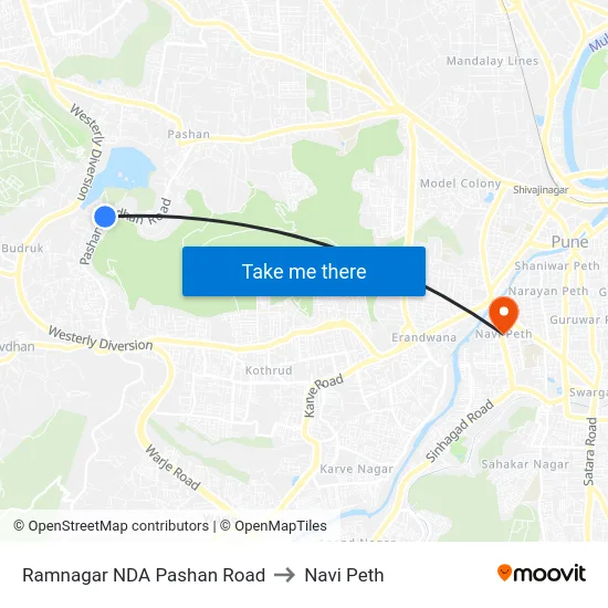 Ramnagar NDA Pashan Road to Navi Peth map