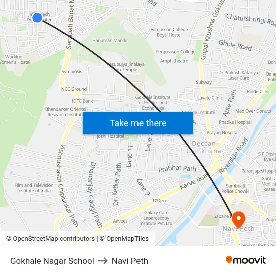 Gokhale Nagar School to Navi Peth map