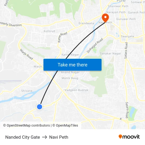 Nanded City Gate to Navi Peth map