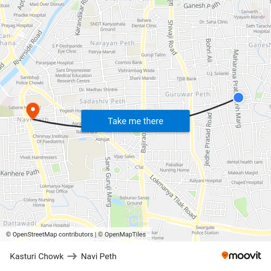 Kasturi Chowk to Navi Peth map