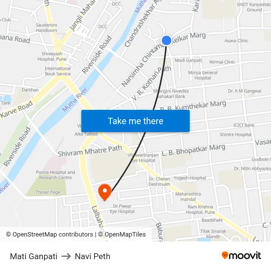 Mati Ganpati to Navi Peth map