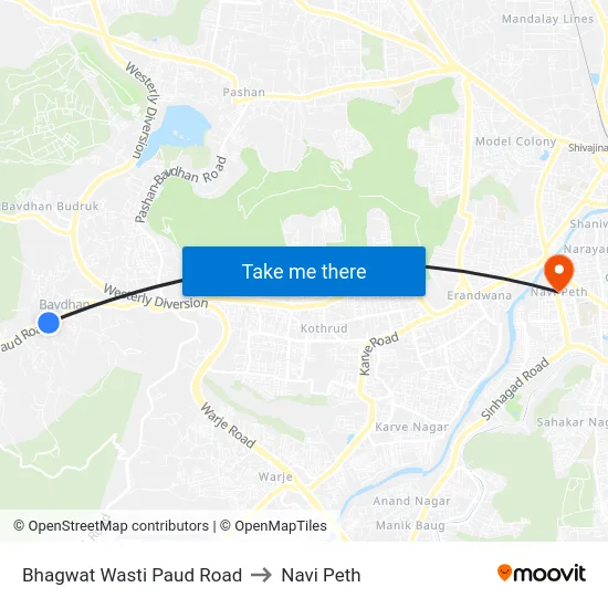 Bhagwat Wasti Paud Road to Navi Peth map
