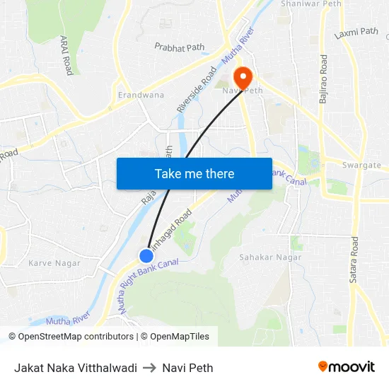 Jakat Naka Vitthalwadi to Navi Peth map