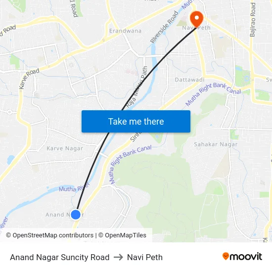 Anand Nagar Suncity Road to Navi Peth map