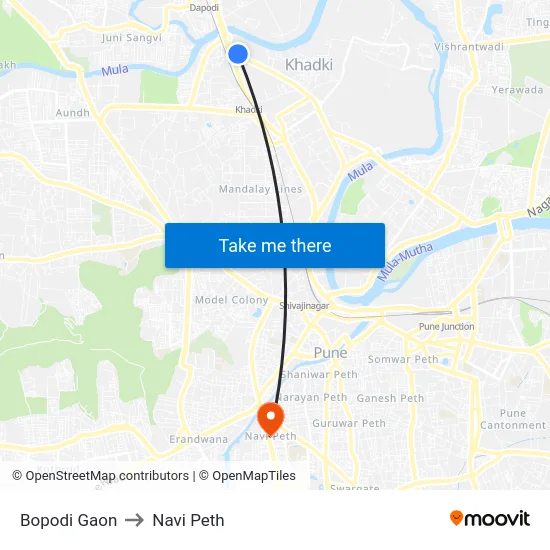 Bopodi Gaon to Navi Peth map