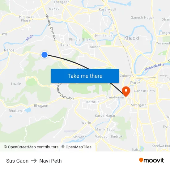 Sus Gaon to Navi Peth map